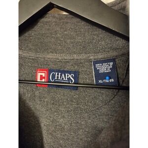 Chaps Mens XL Quarter Zip Pullover Long Sleeve Gray Cotton Logo‎ Casual